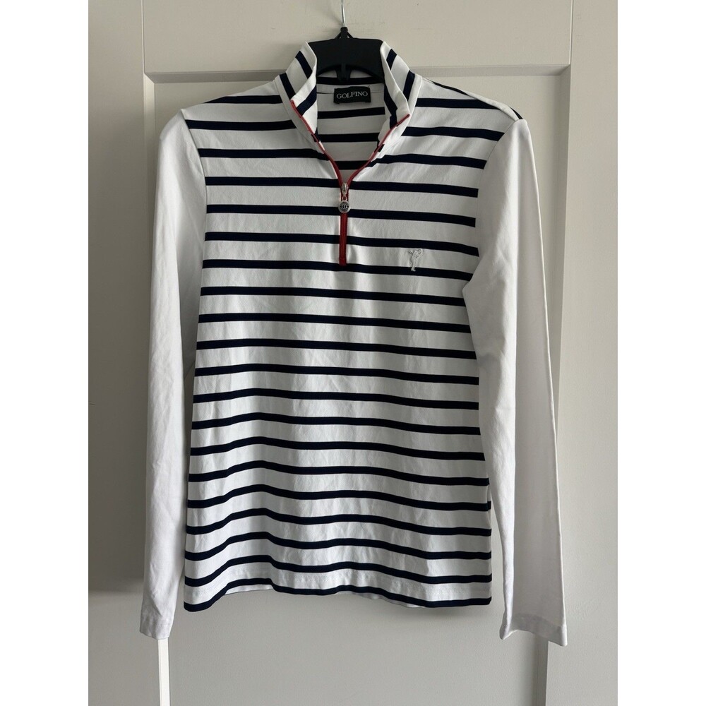 Golfino Womens Nautical Stripe Half-Zip Pullover Long Sleeve Golf Top Size 10